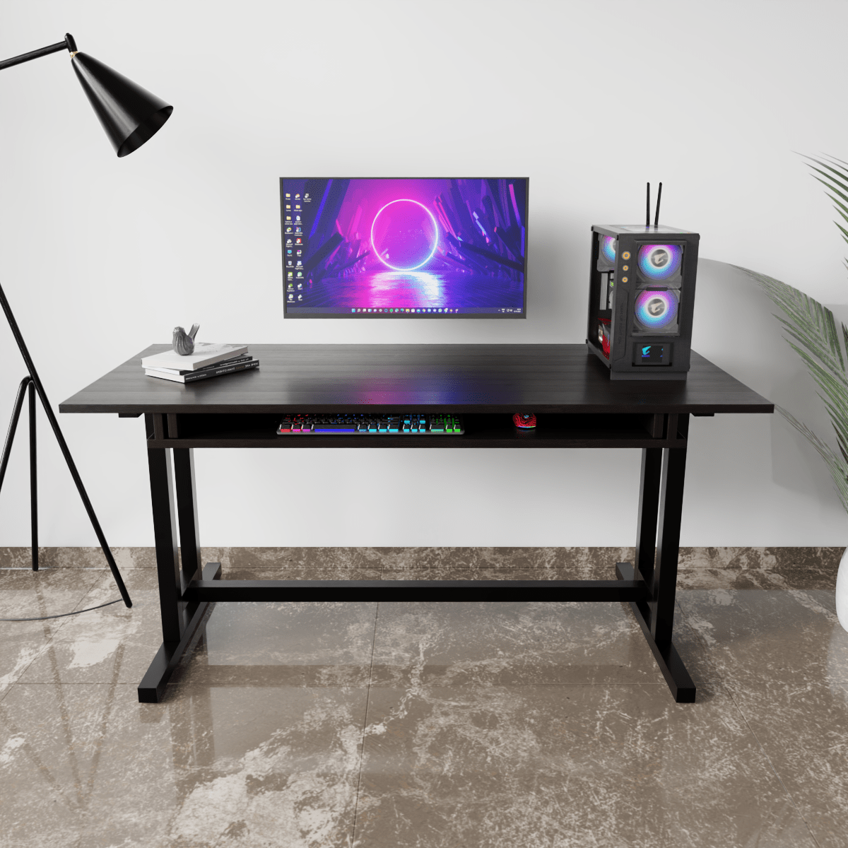 Zinnia Computer Table with Keyboard Tray by Riyan Luxiwood.