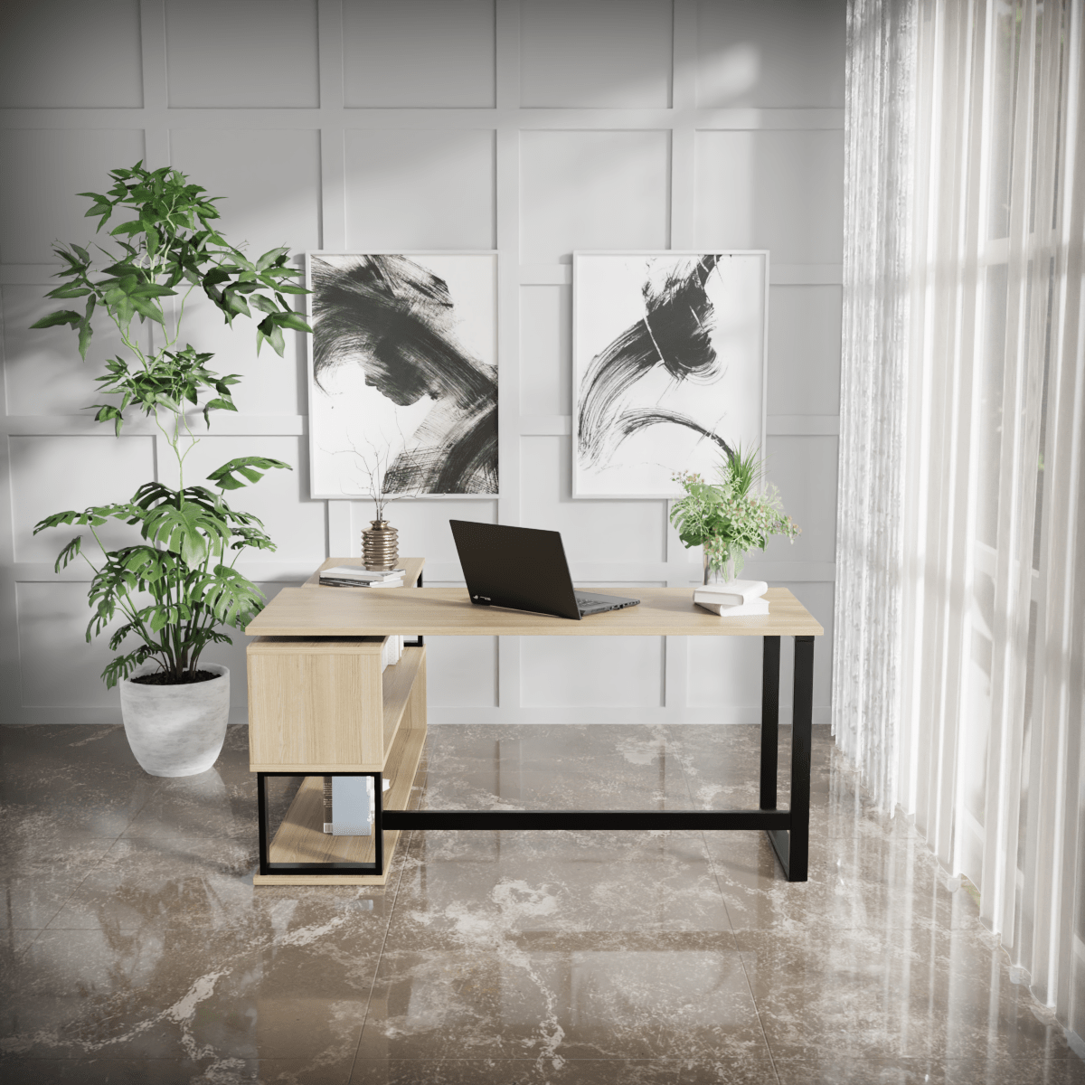 L Shaped Executive Desk with Storage Design by Riyan Luxiwood