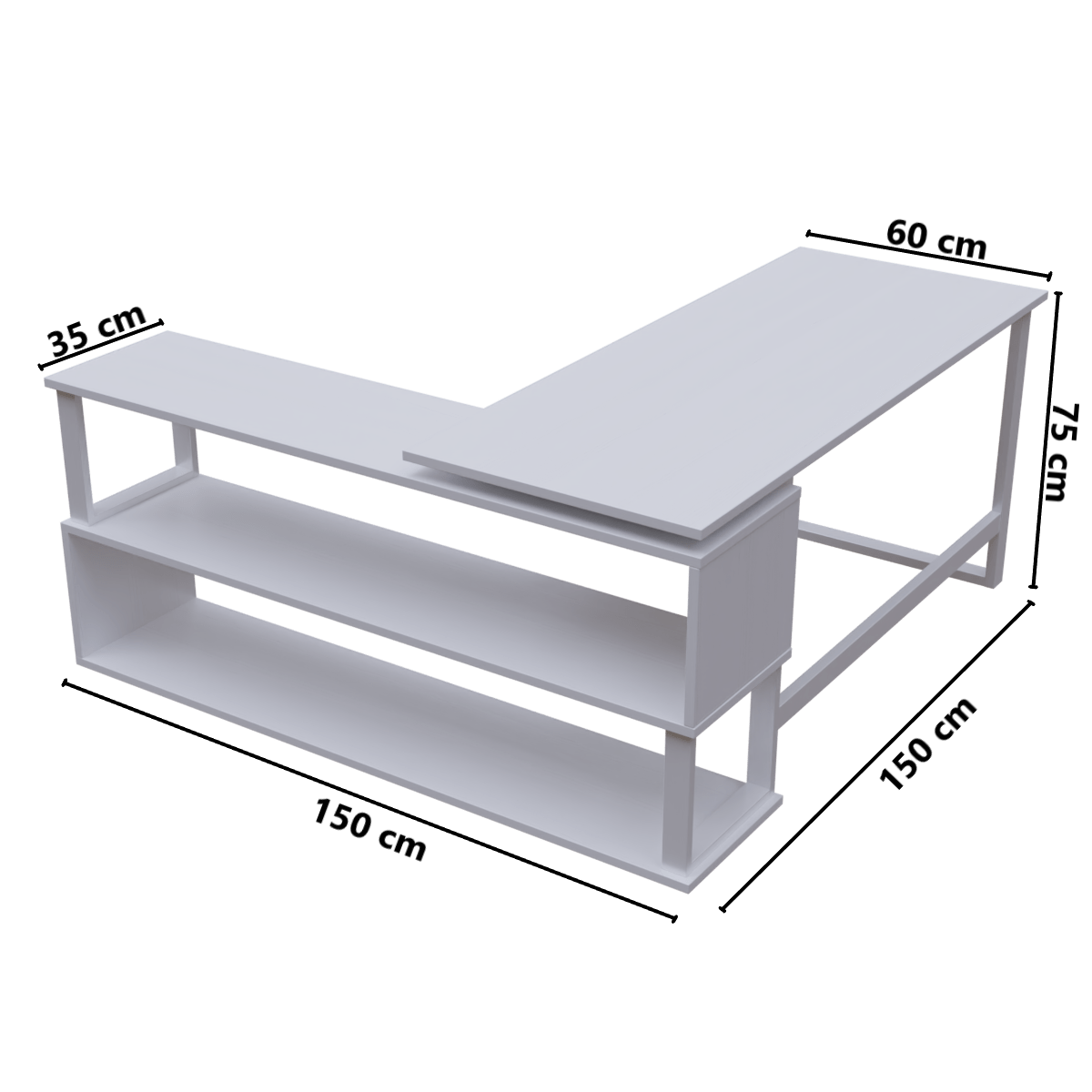L Shaped Executive Desk with Storage Design in White Color by Riyan Luxiwood