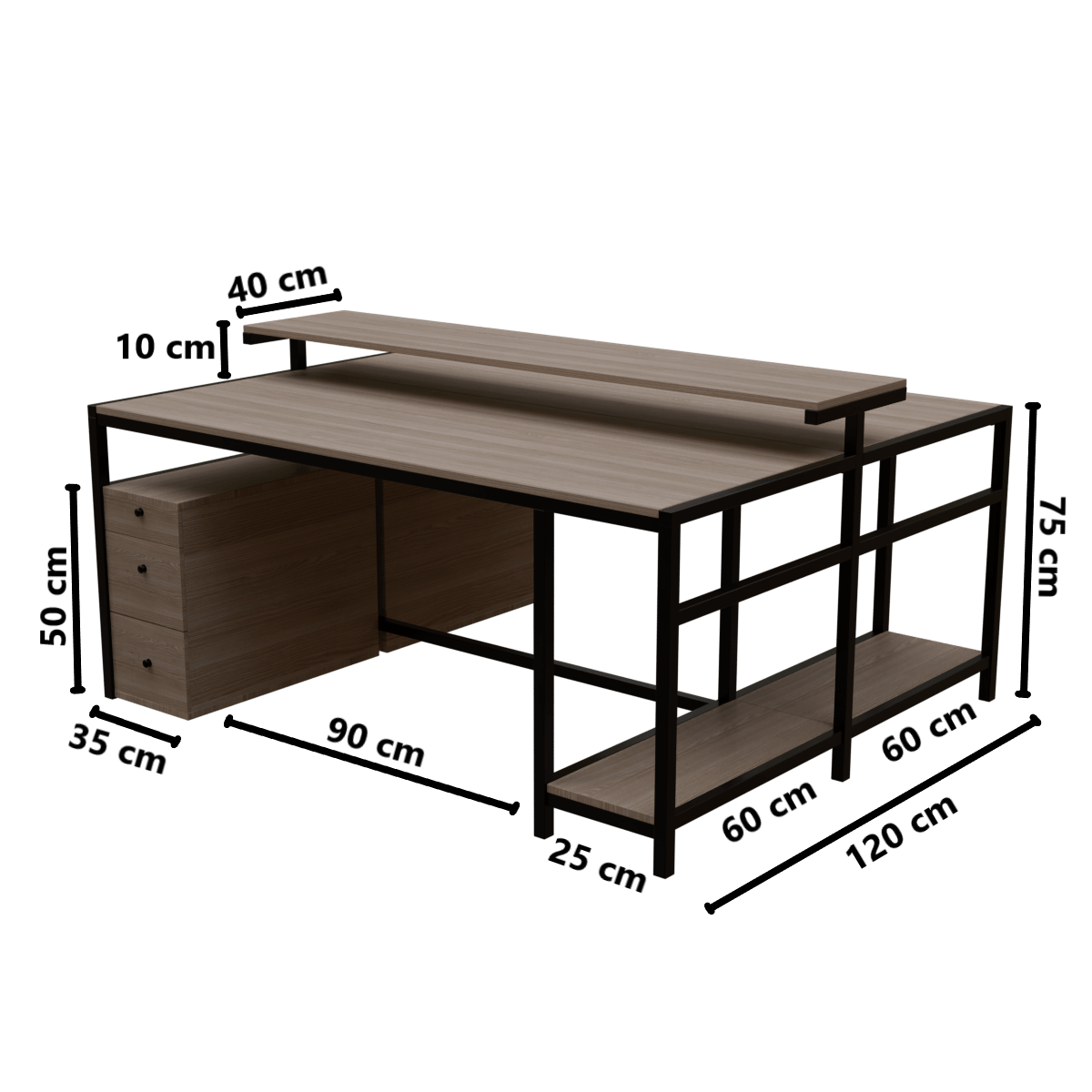 Hammer Computer Table With Open Storage By Riyan Luxiwood.