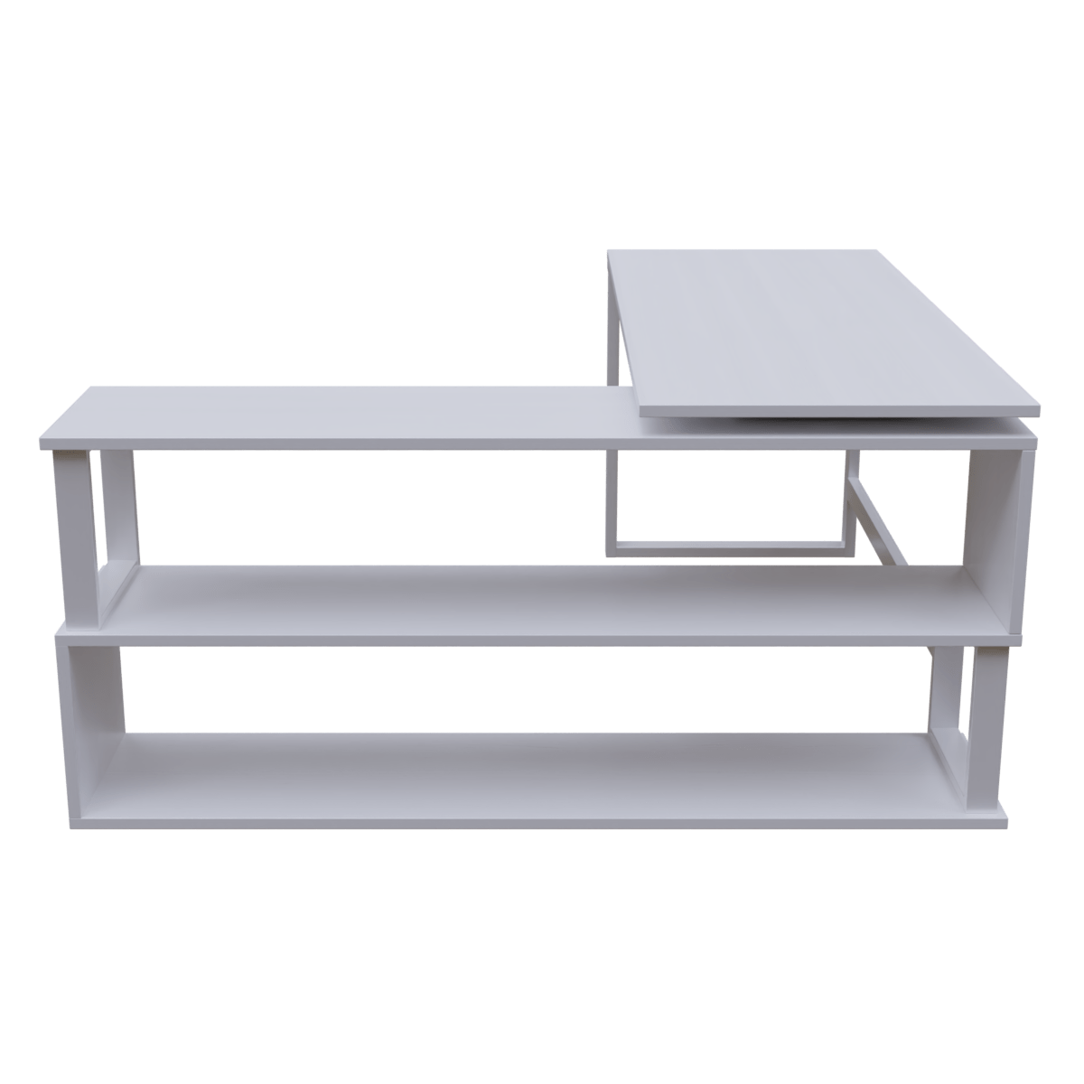 L Shaped Executive Desk with Storage Design in White Color by Riyan Luxiwood