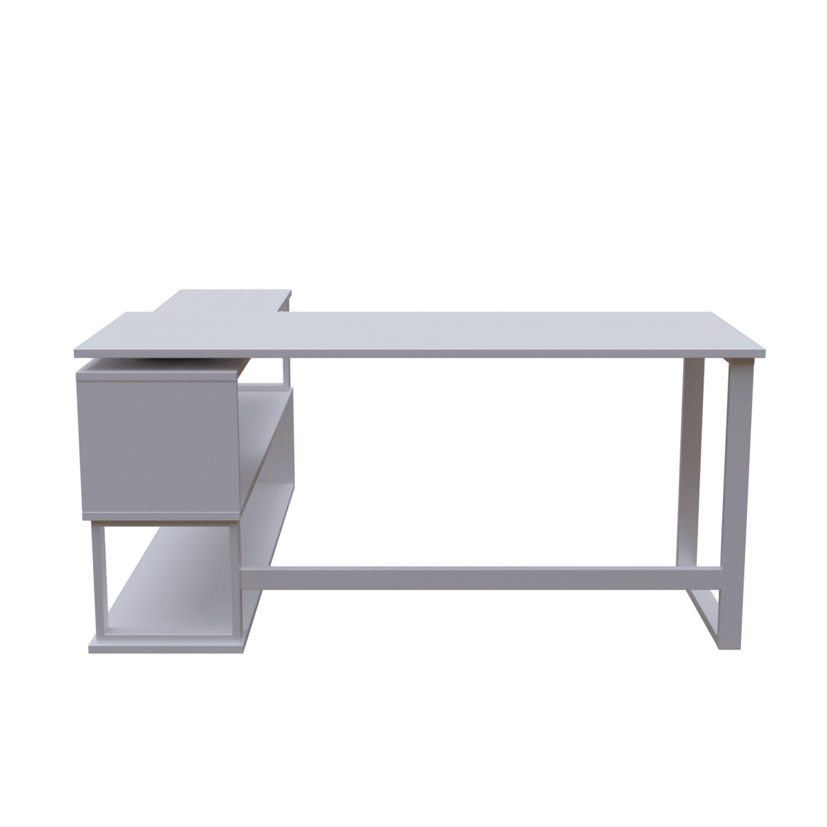 L Shaped Executive Desk with Storage Design in White Color by Riyan Luxiwood