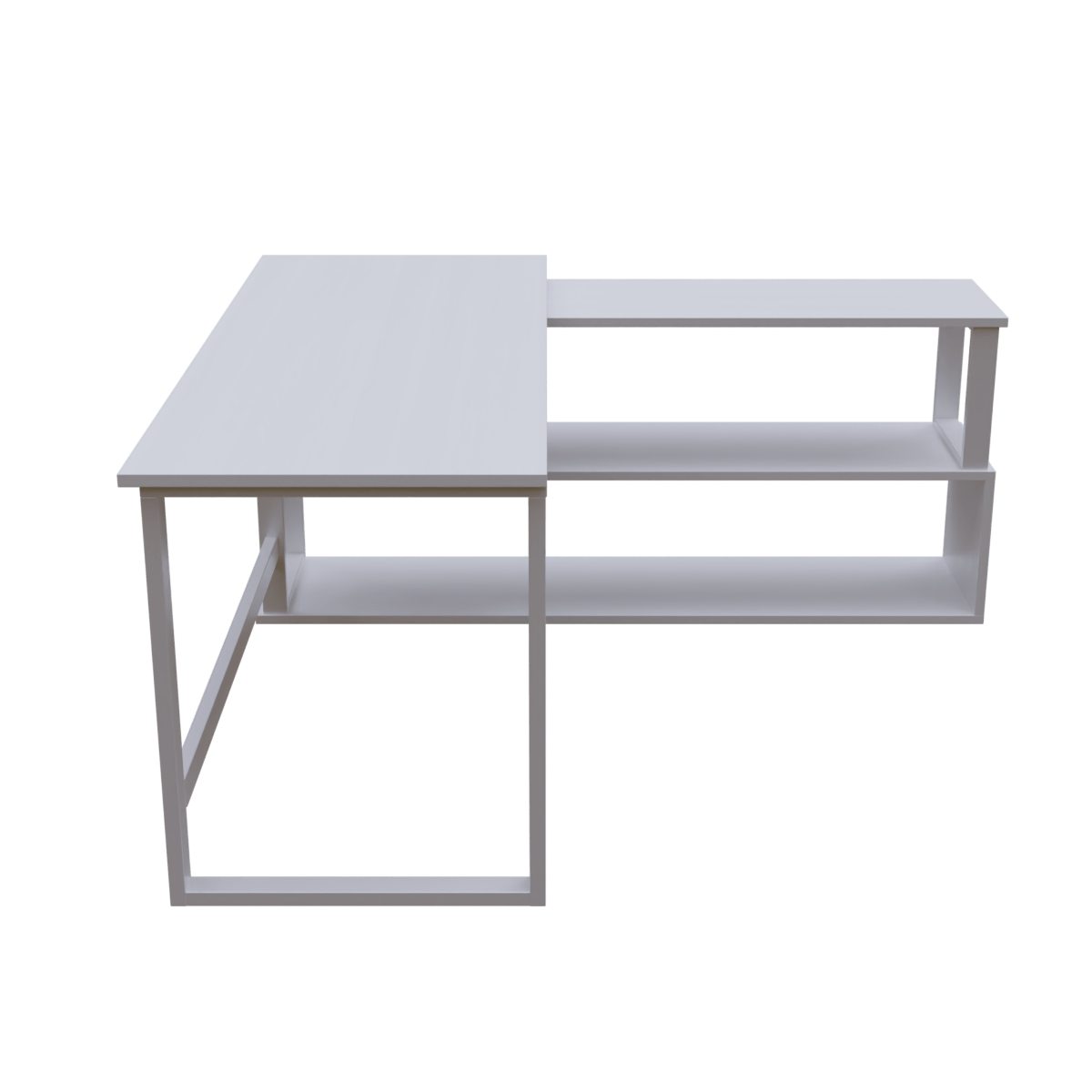 L Shaped Executive Desk with Storage Design in White Color by Riyan Luxiwood