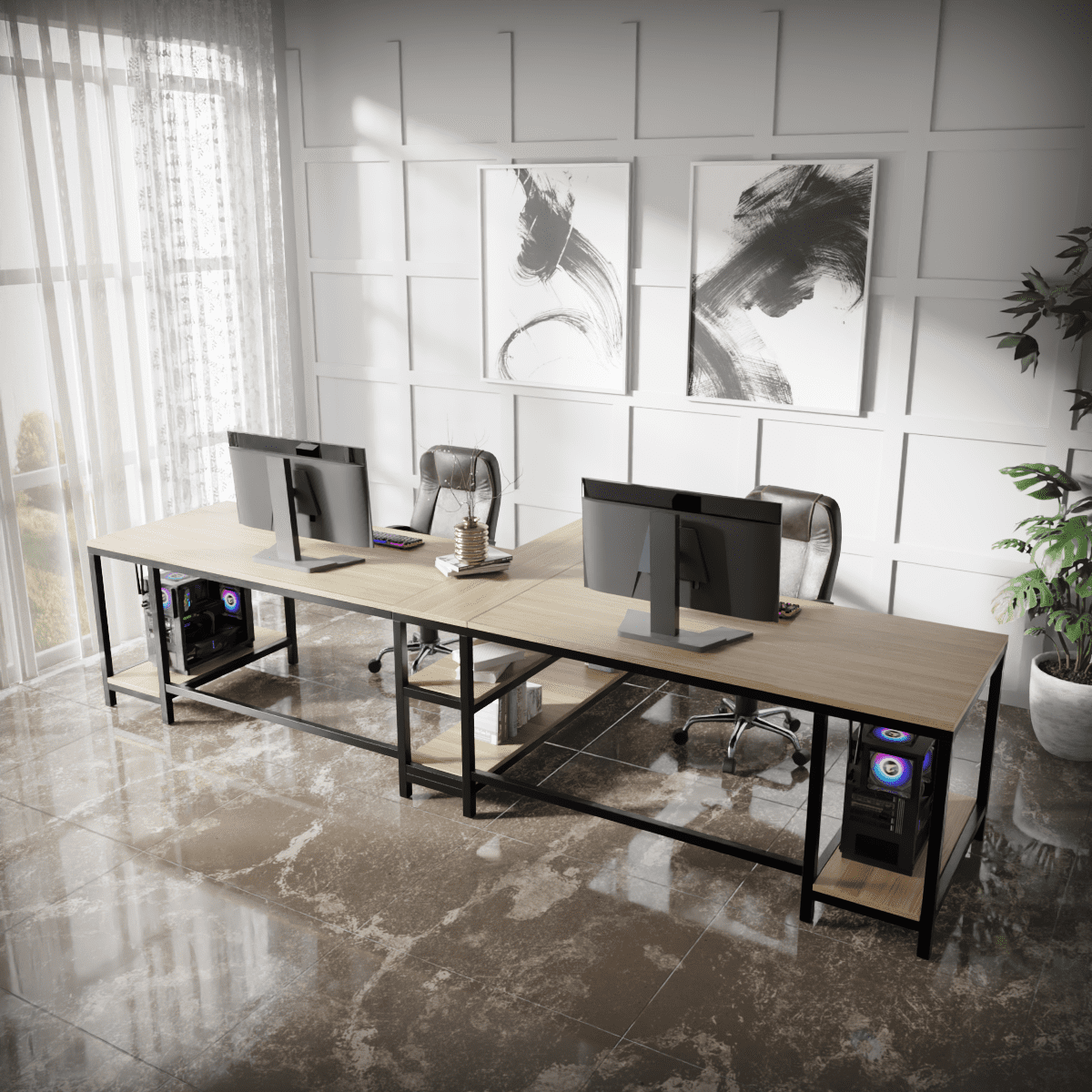 Haldin Computer Table With Open Storage By Riyan Luxiwood.