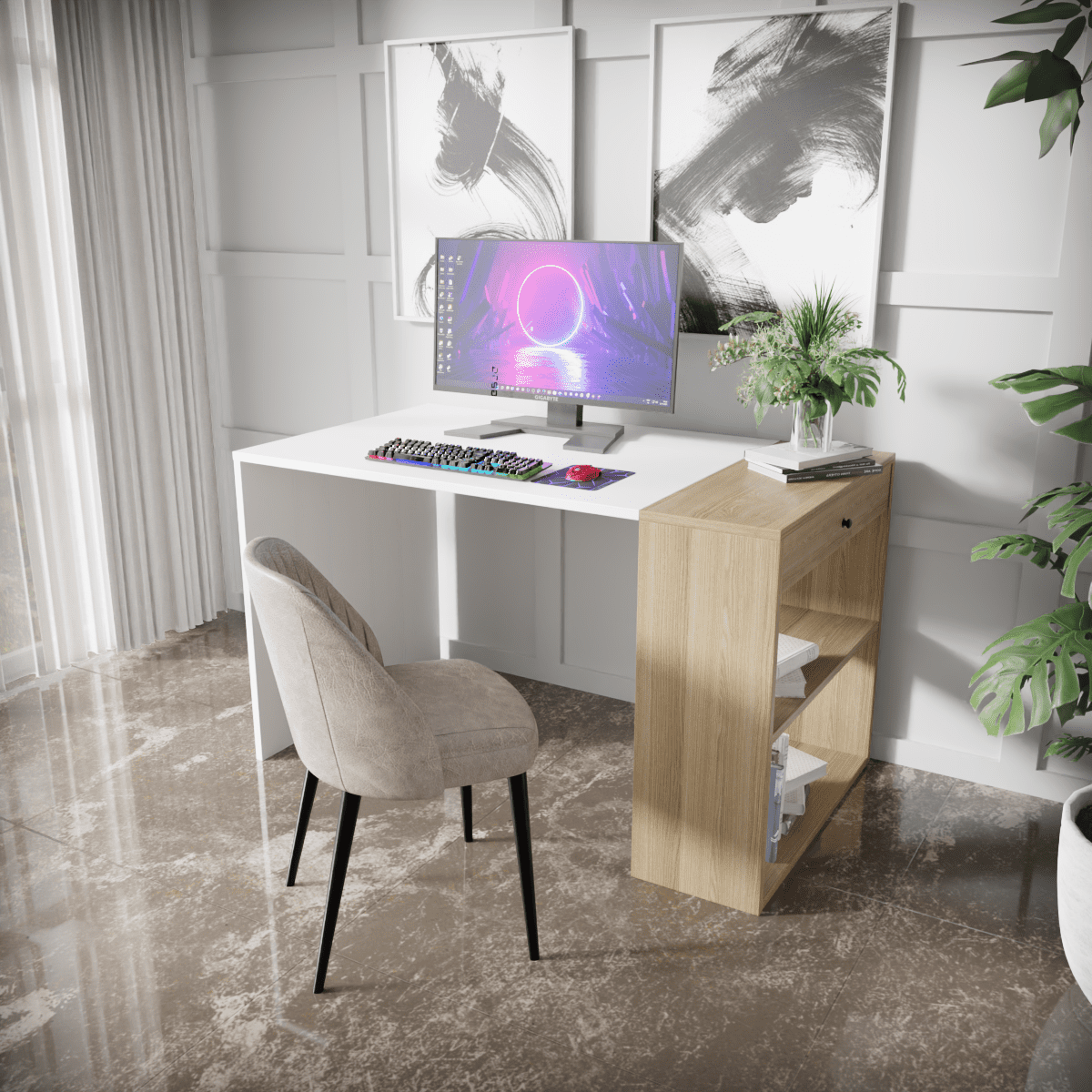 Pacific Computer Table Open With Storage By Riyan Luxiwood.