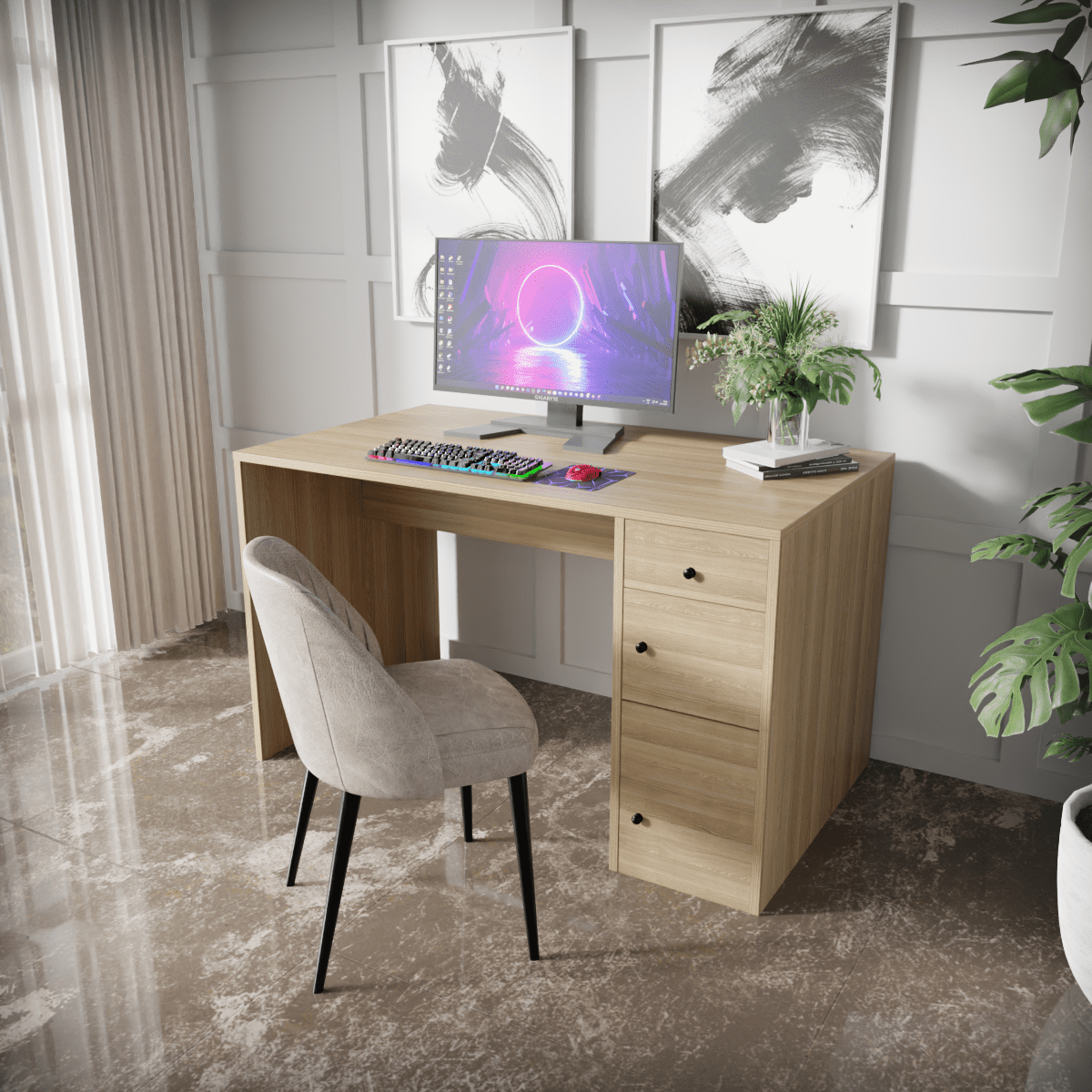 Jimmy Computer Table With Storage By Riyan Luxiwood.