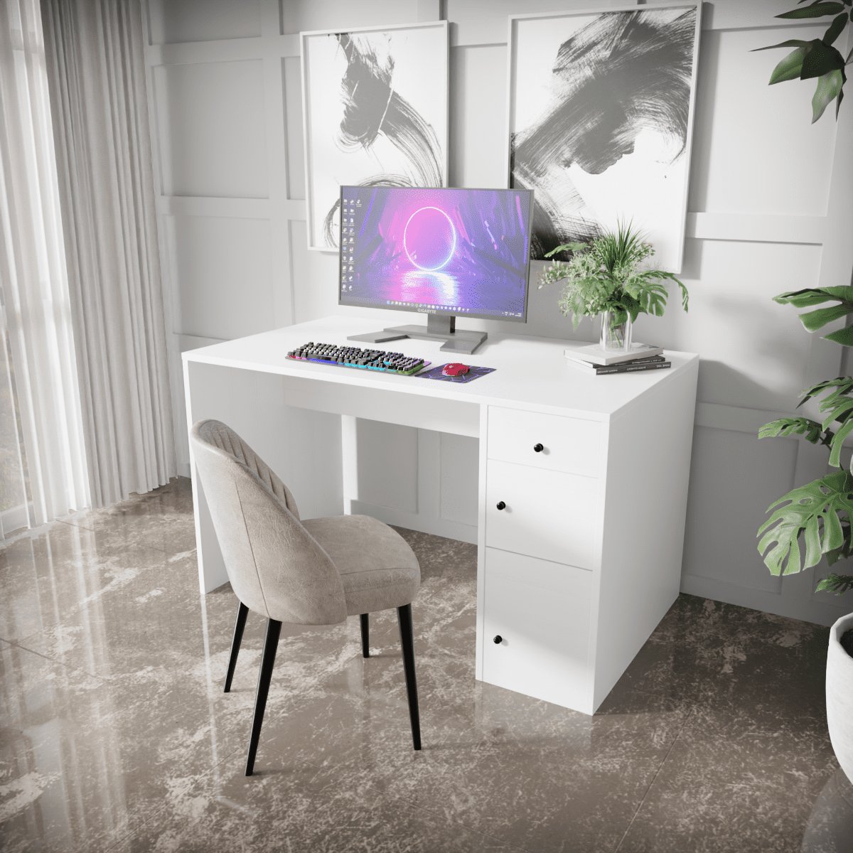 Jimmy Computer Table With Storage By Riyan Luxiwood.