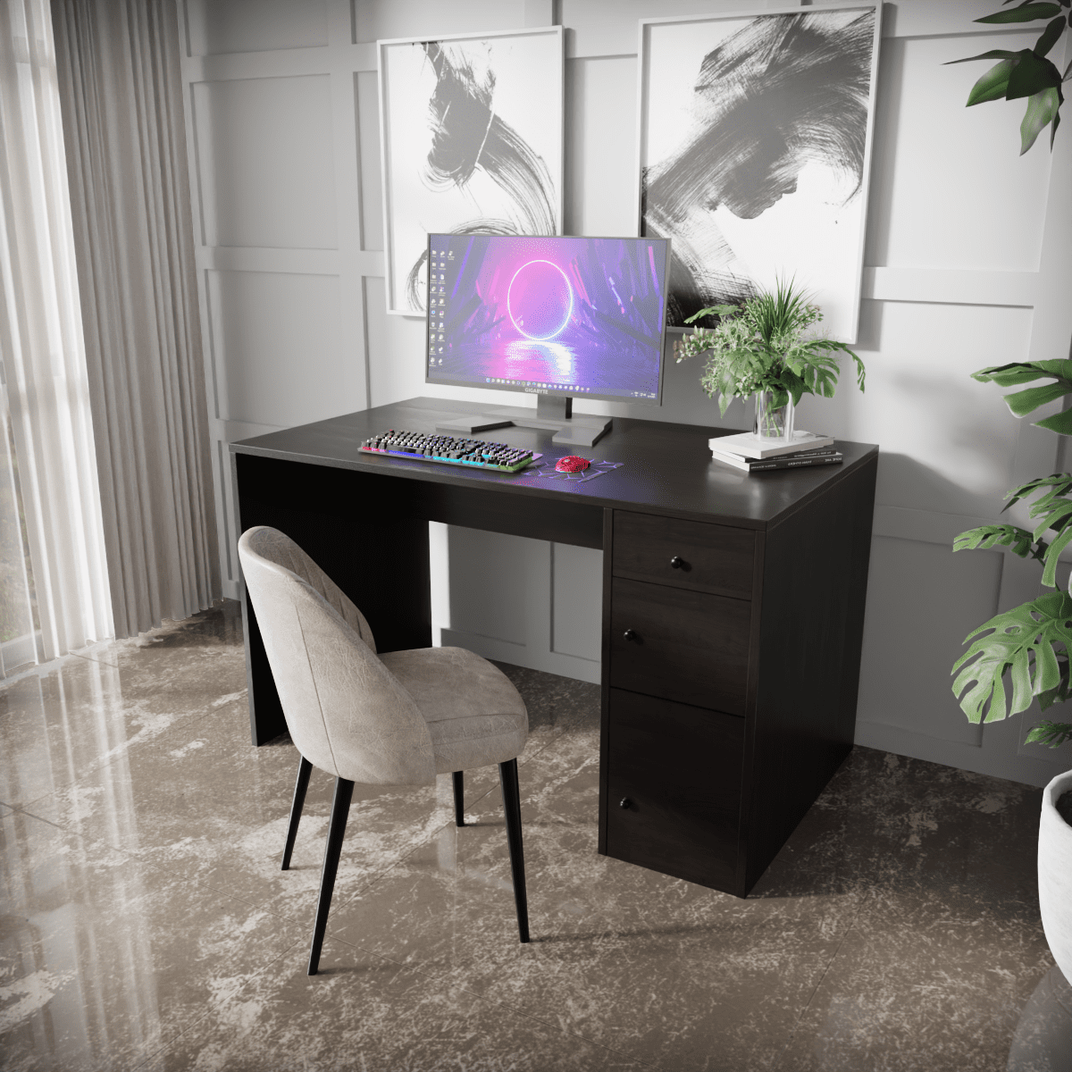 Jimmy Computer Table With Storage By Riyan Luxiwood.