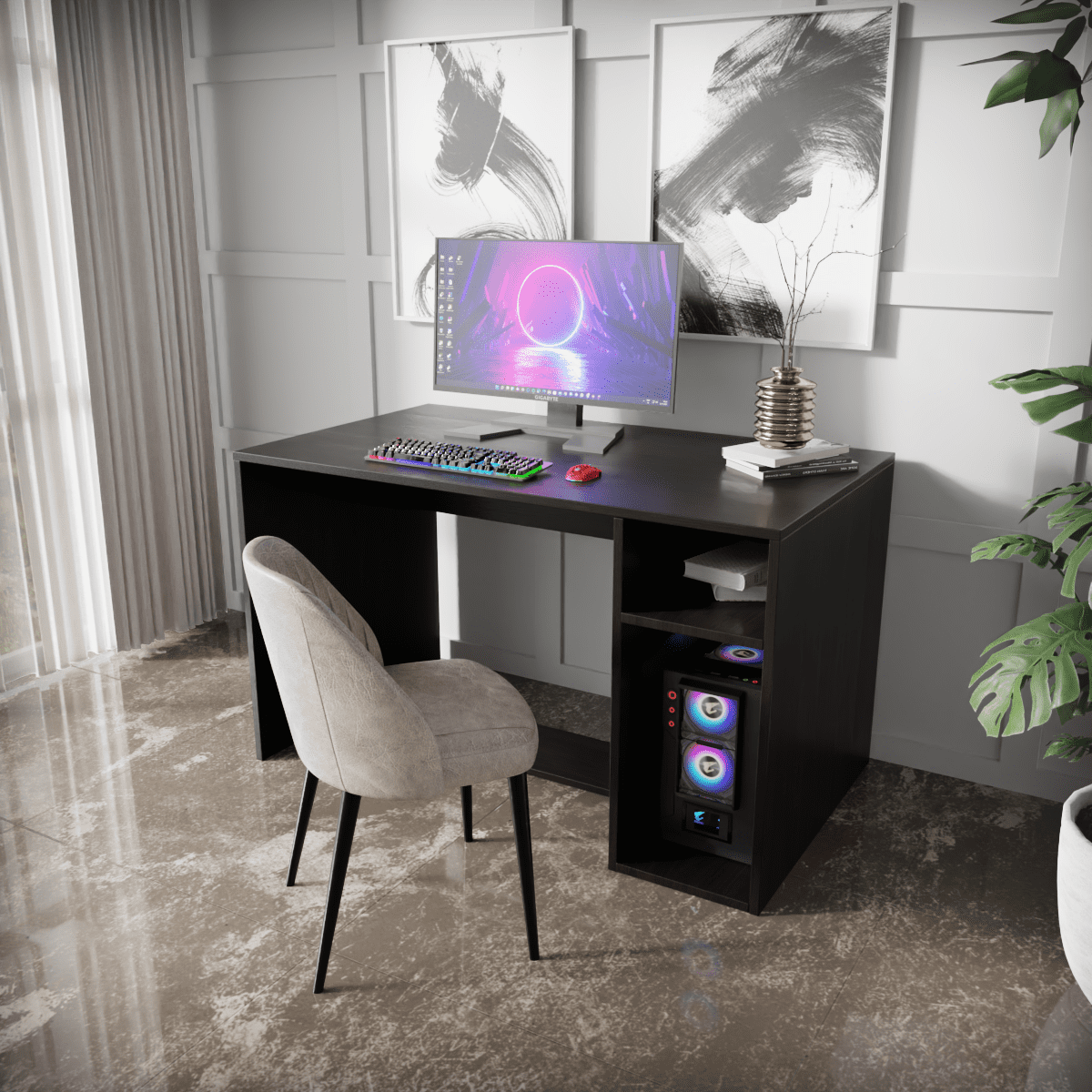 Gloria Computer Table Open With Storage By Riyan Luxiwood.