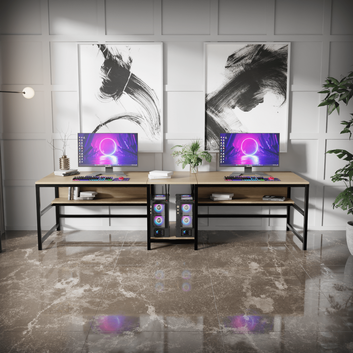 Dublin Computer Table With Open Storage By Riyan Luxiwood.