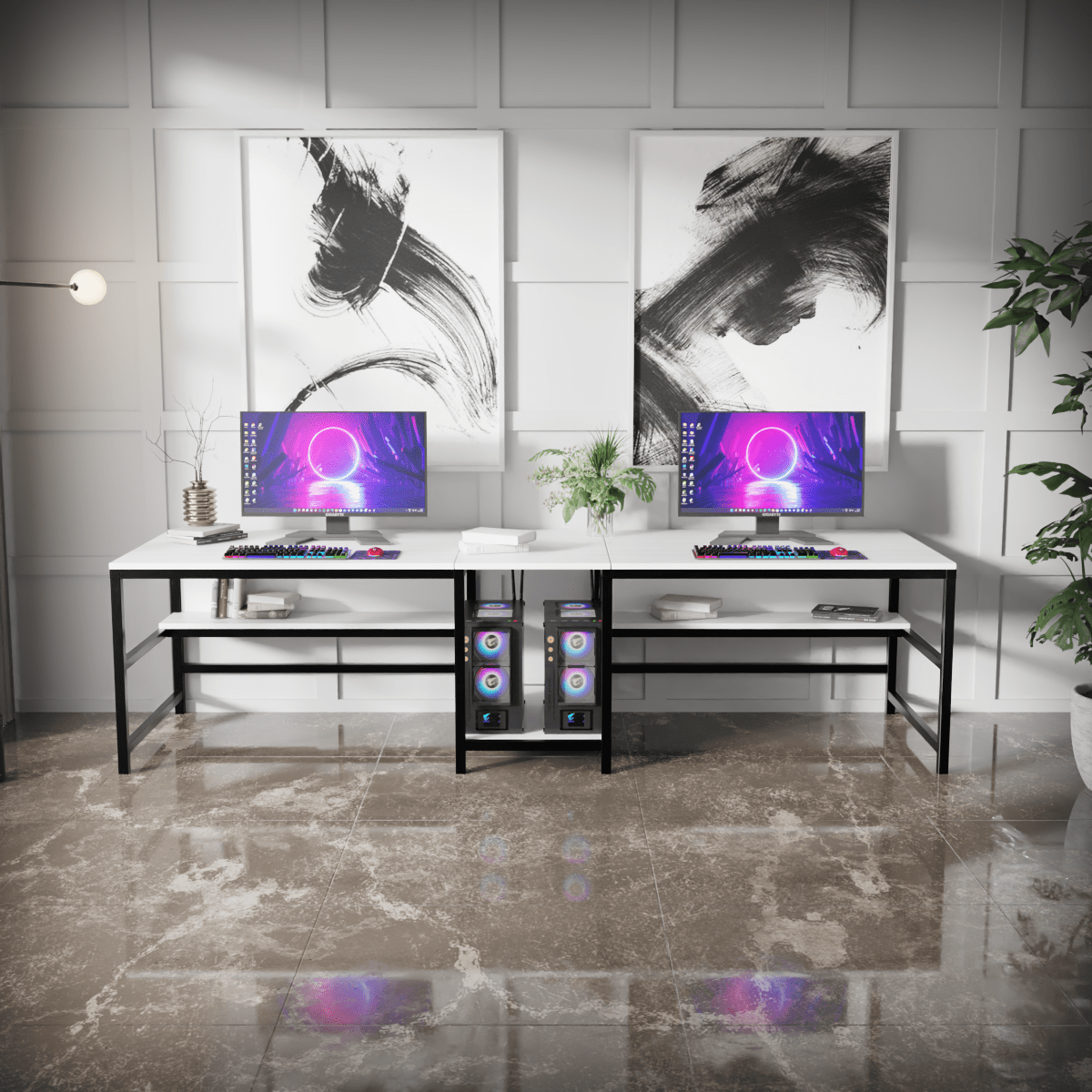 Dublin Computer Table With Open Storage By Riyan Luxiwood.