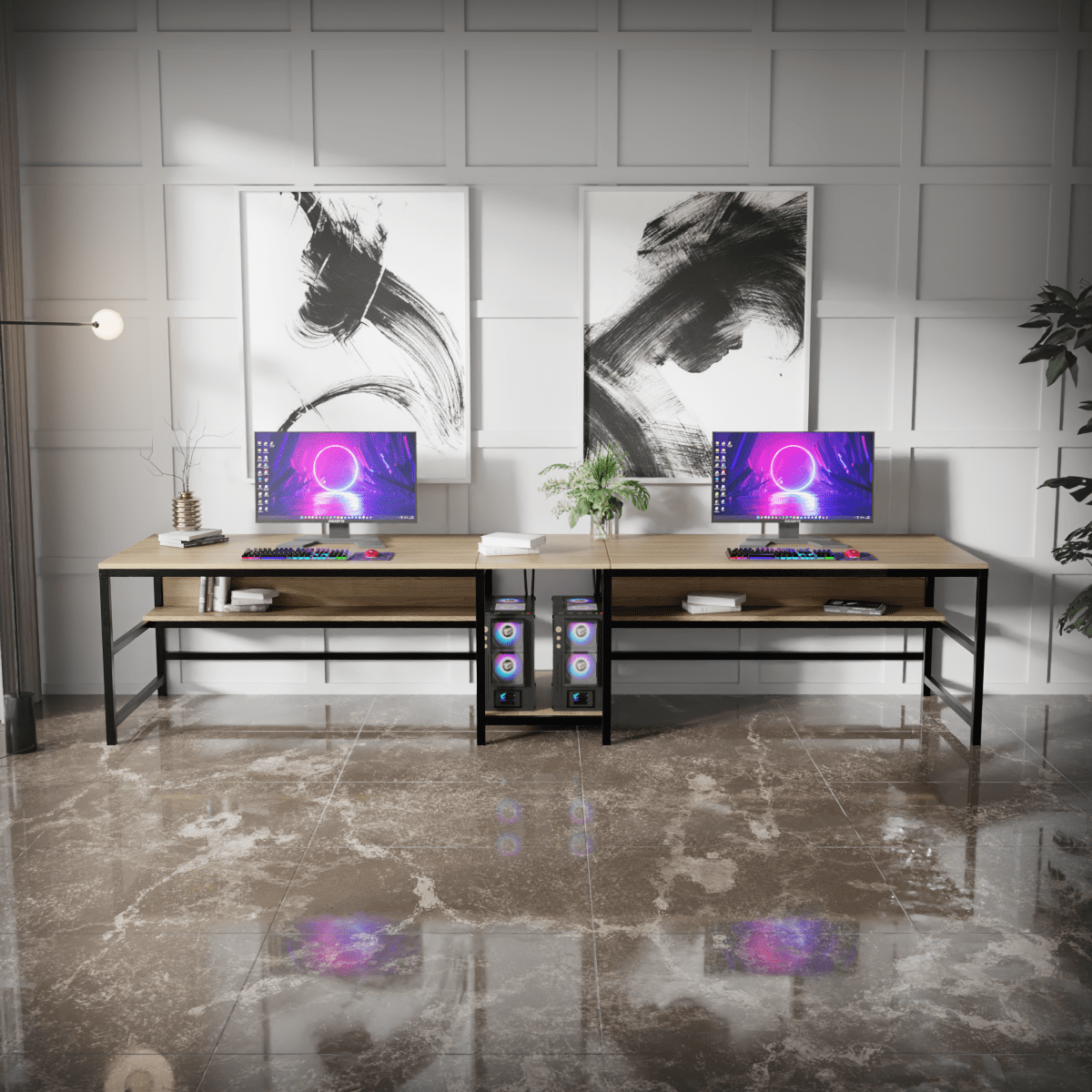 Dublin Computer Table With Open Storage By Riyan Luxiwood.
