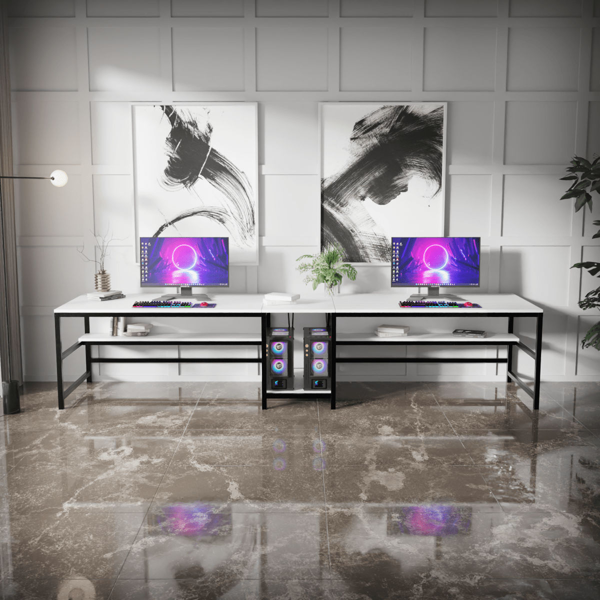 Dublin Computer Table With Open Storage By Riyan Luxiwood.