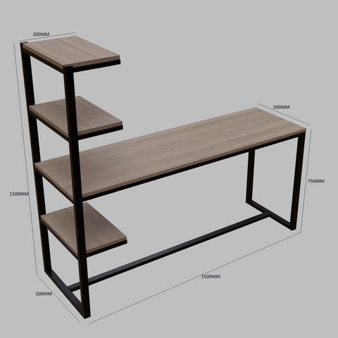 Valor Study Table with Shelves in Wenge Color by Riyan Luxiwood