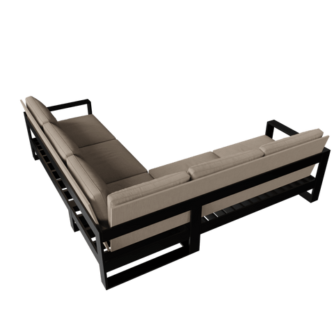 Bond 5 Seater L Shape Outdoor Sofa in Geneva Light Color with Metal & Fabric touch by Riyan Luxiwood