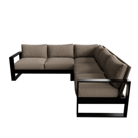 Bond 5 Seater L Shape Outdoor Sofa in Geneva Light Color with Metal & Fabric touch by Riyan Luxiwood