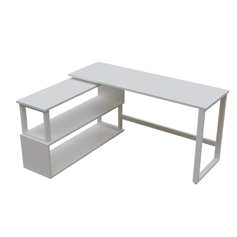 L Shaped Executive Desk with Storage Design in White Color by Riyan Lu
