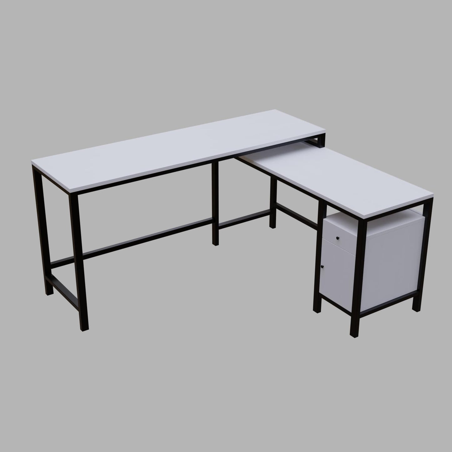 Maru l shaped Executive Desk with storage Design in white finish