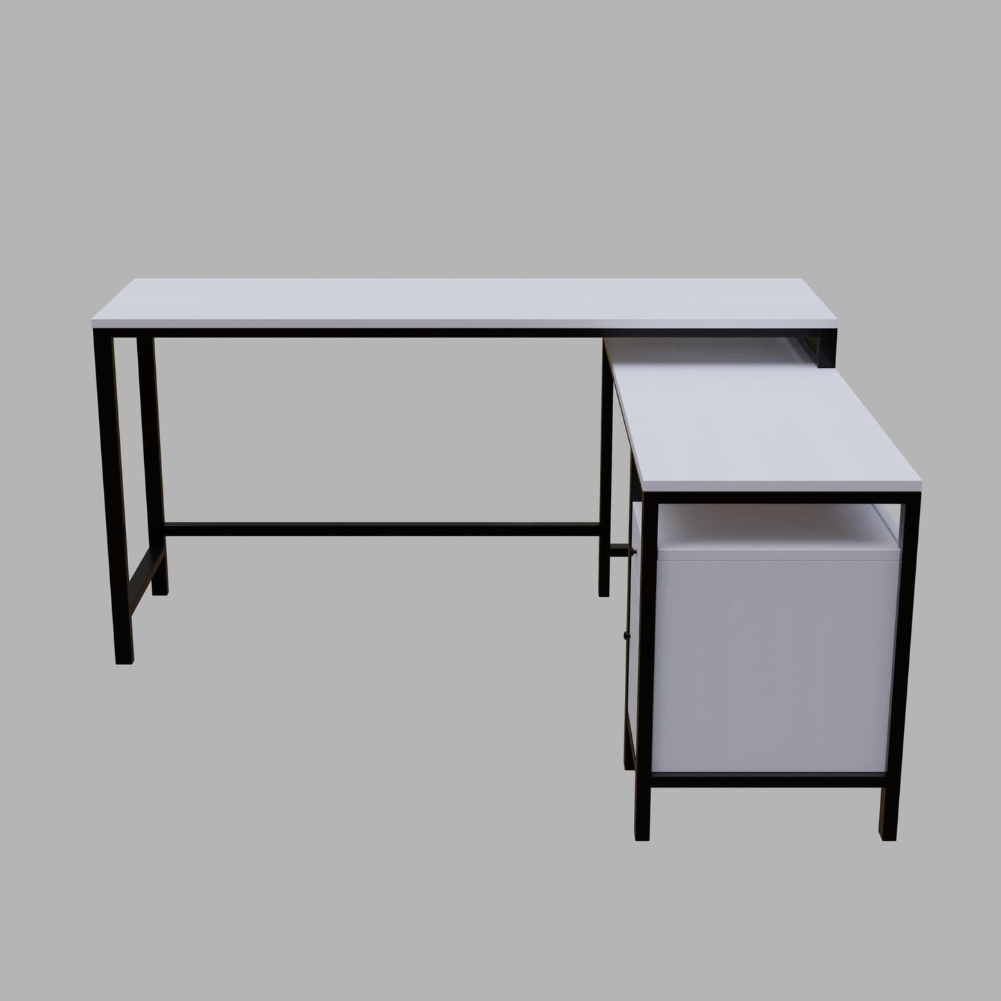 Maru l shaped Executive Desk with storage Design in white finish