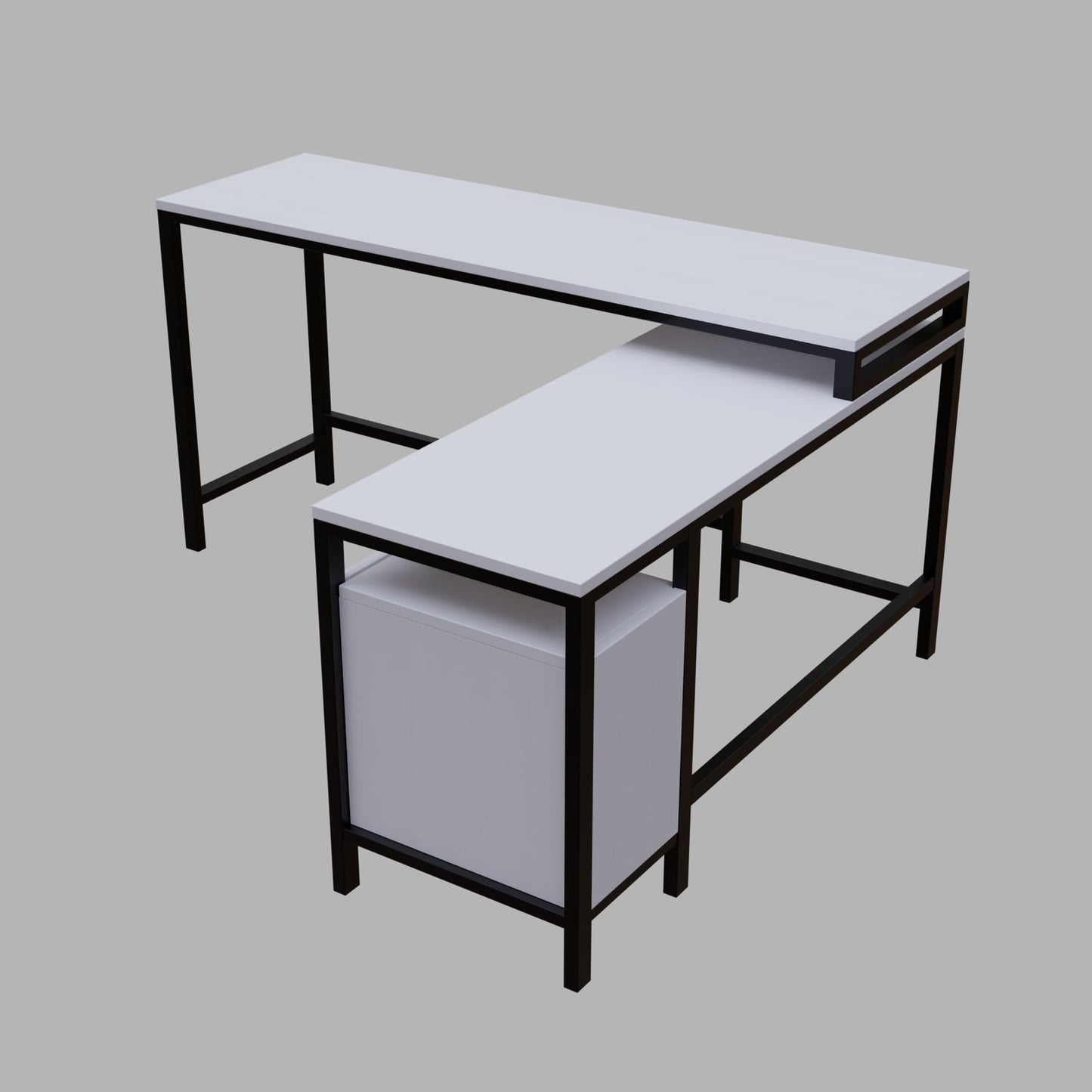 Maru l shaped Executive Desk with storage Design in white finish
