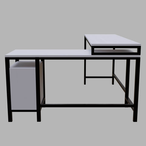 Maru l shaped Executive Desk with storage Design in white finish