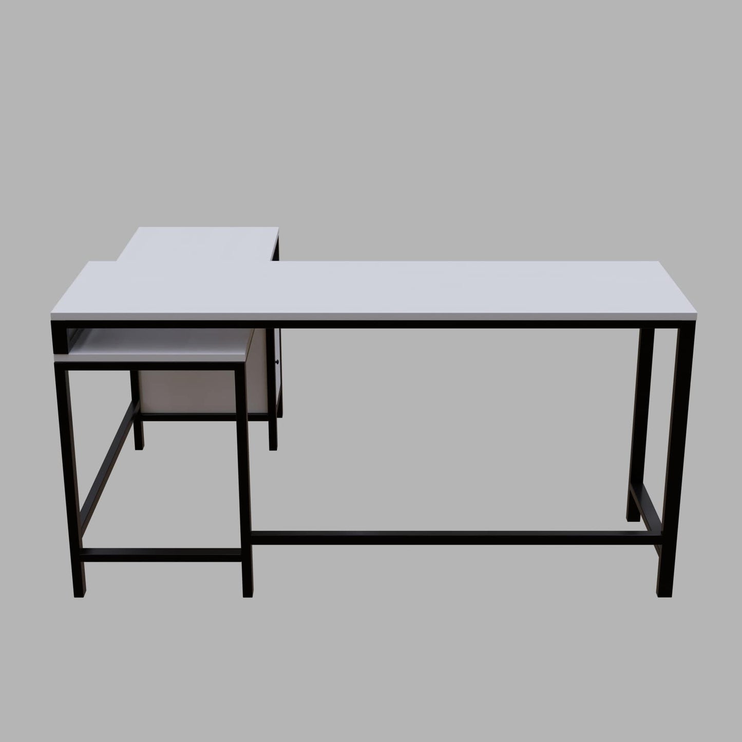 Maru l shaped Executive Desk with storage Design in white finish