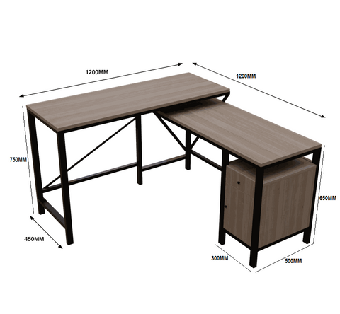 Maru l shaped Office Table with Storage Design in brown finish