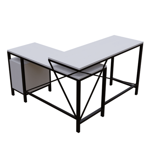 Maru l shaped Executive Desk with storage Design in white finish