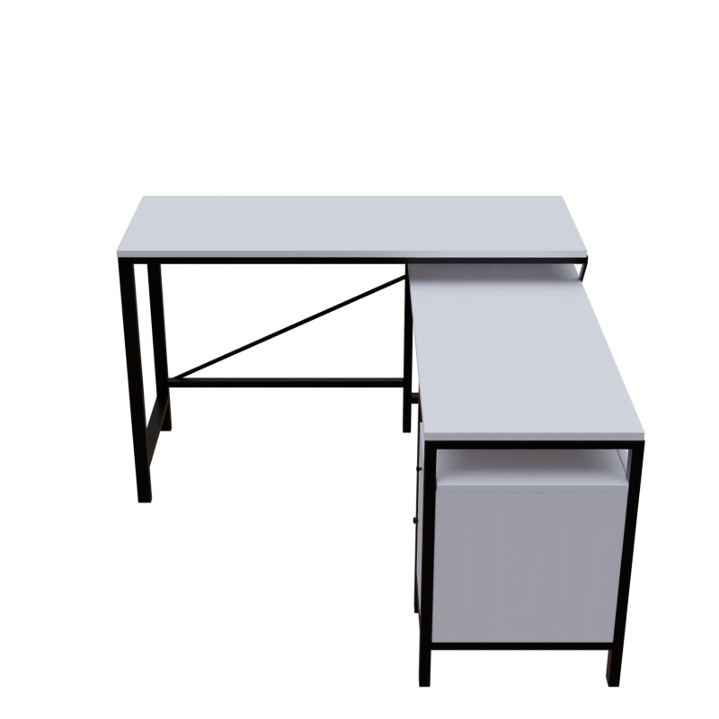 Maru l shaped Executive Desk with storage Design in white finish