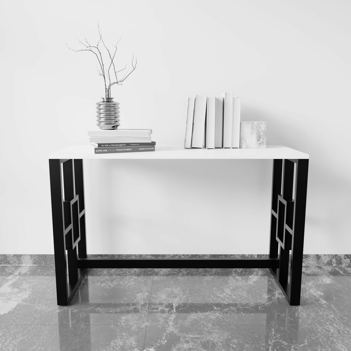 Segur Computer Table in White Color by Riyan Luxiwood
