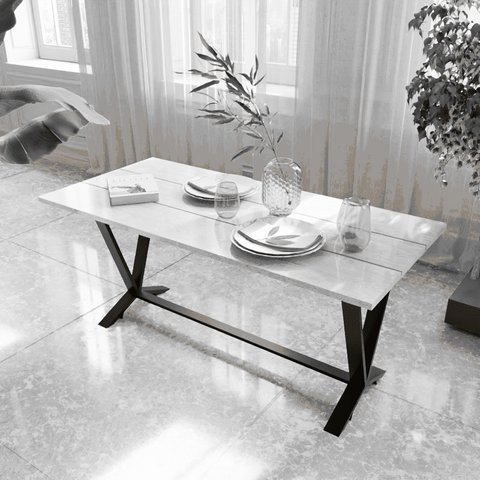 Vingo 6 Seater Dining Table in Solid Wood for Home & Restaurant by Riyan Luxiwood