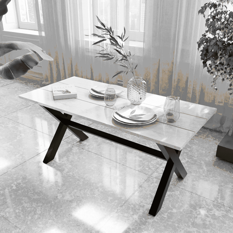 Ninja 6 Seater Dining Table in Solid Wood for Home & Restaurant by Riyan Luxiwood