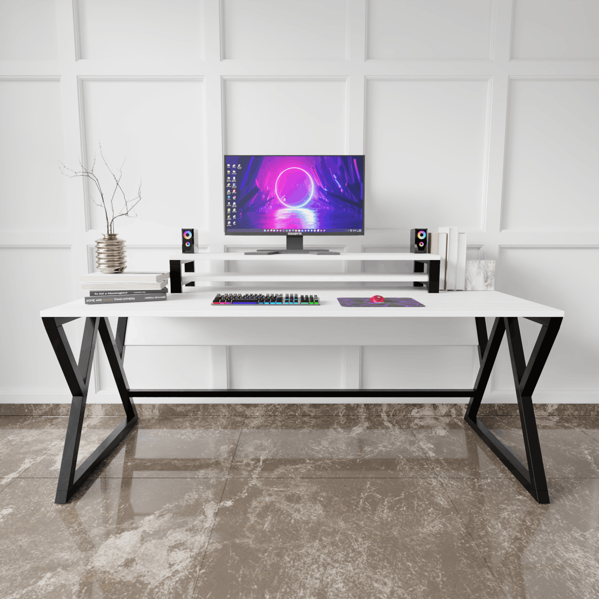 Daffodil Study Table With Monitor Raiser By Riyan Luxiwood.