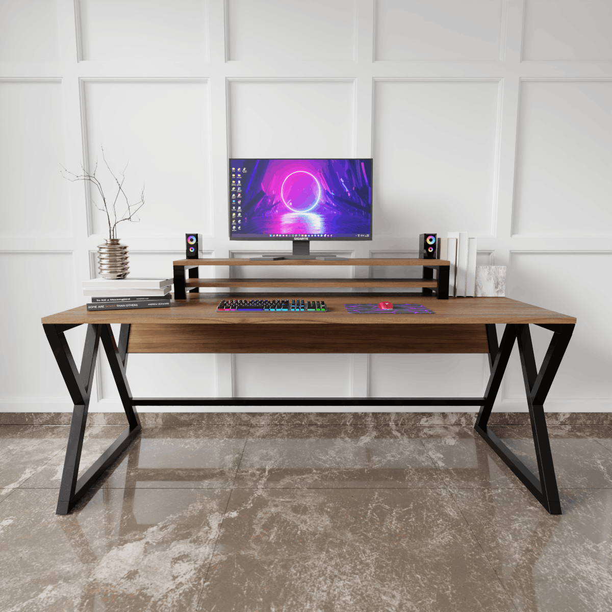 Daffodil Study Table With Monitor Raiser By Riyan Luxiwood.
