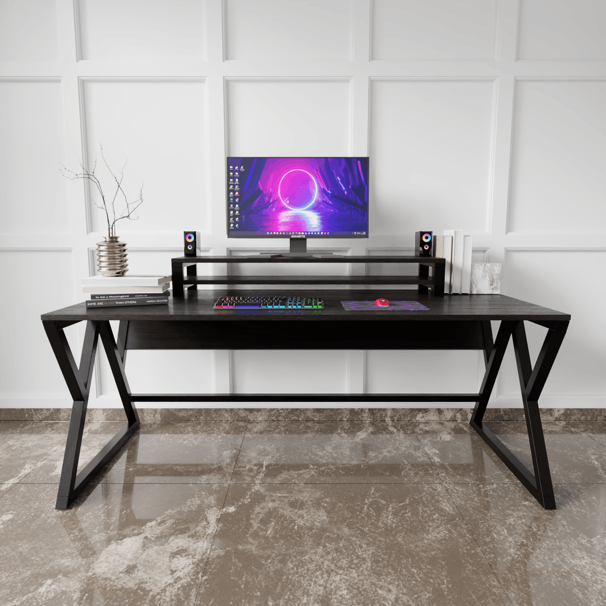 Daffodil Study Table With Monitor Raiser By Riyan Luxiwood.