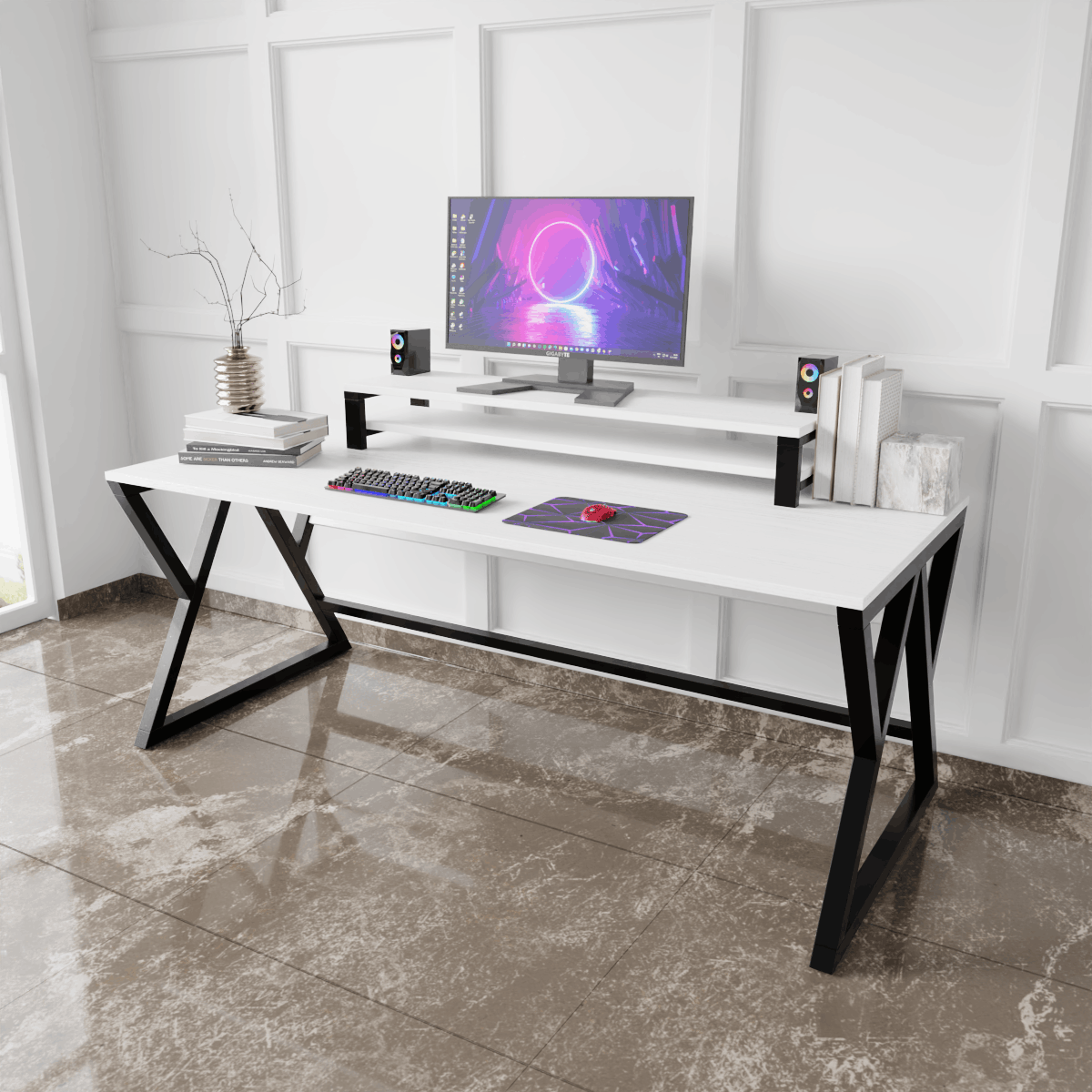 Daffodil Study Table With Monitor Raiser By Riyan Luxiwood.