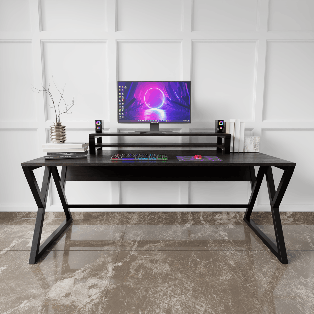 Daffodil Study Table With Monitor Raiser By Riyan Luxiwood.