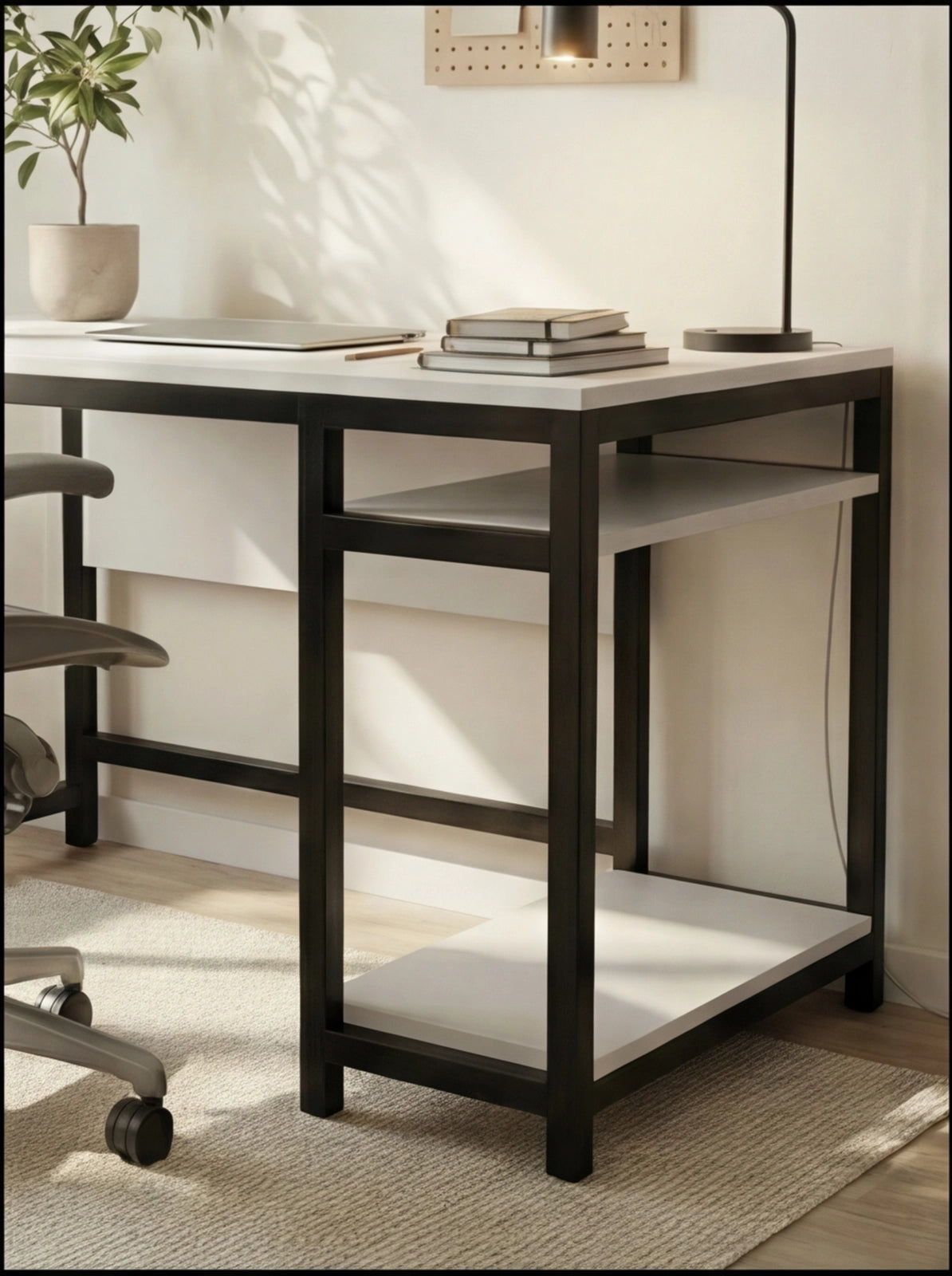 Carter Computer Table With Open Storage By Riyan Luxiwood.