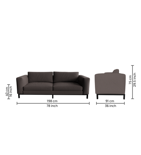 Carolin 3-Seater Sofa in Geneva Color with Metal & Fabric touch by Riyan Luxiwood