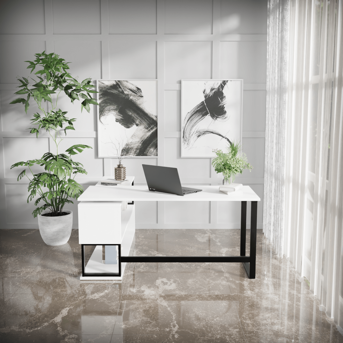 L Shaped Executive Desk with Storage Design by Riyan Luxiwood