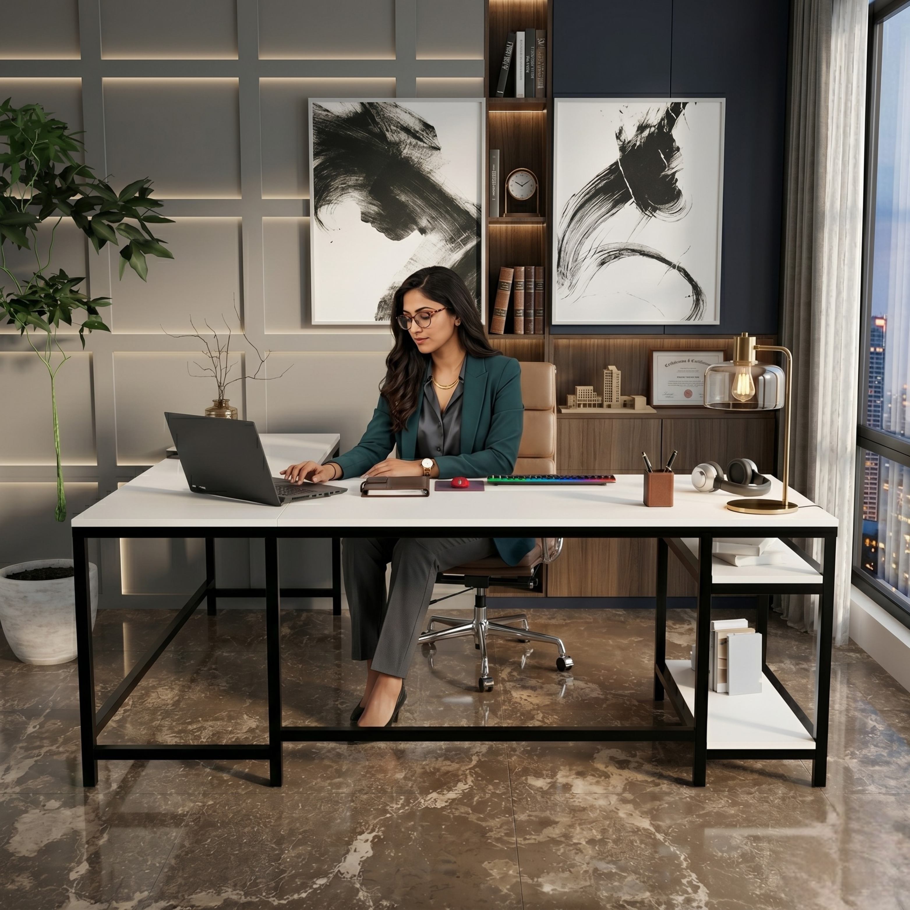 Vertex L Shaped Computer Office Table By Riyan Luxiwood.