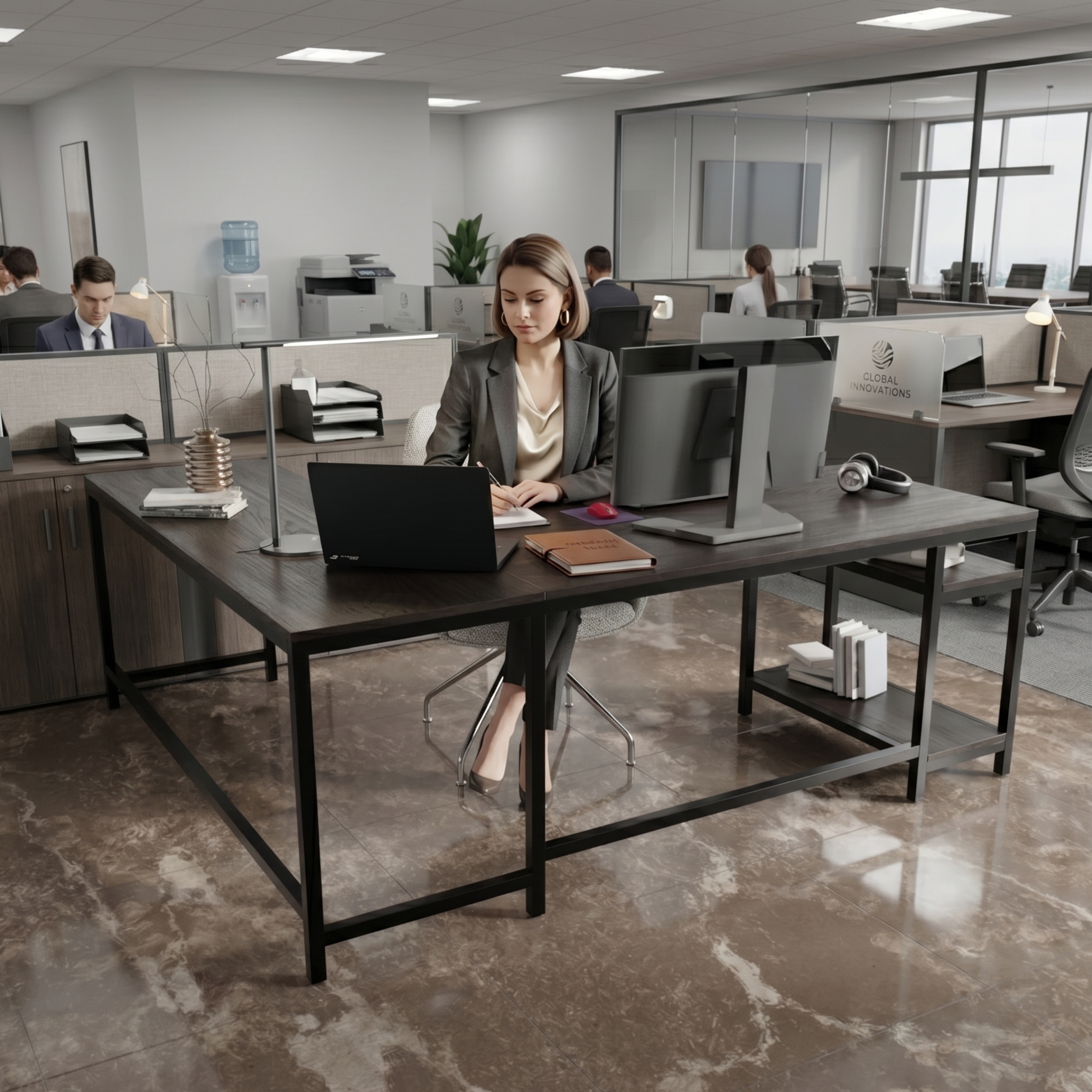 Vertex L Shaped Computer Office Table By Riyan Luxiwood.