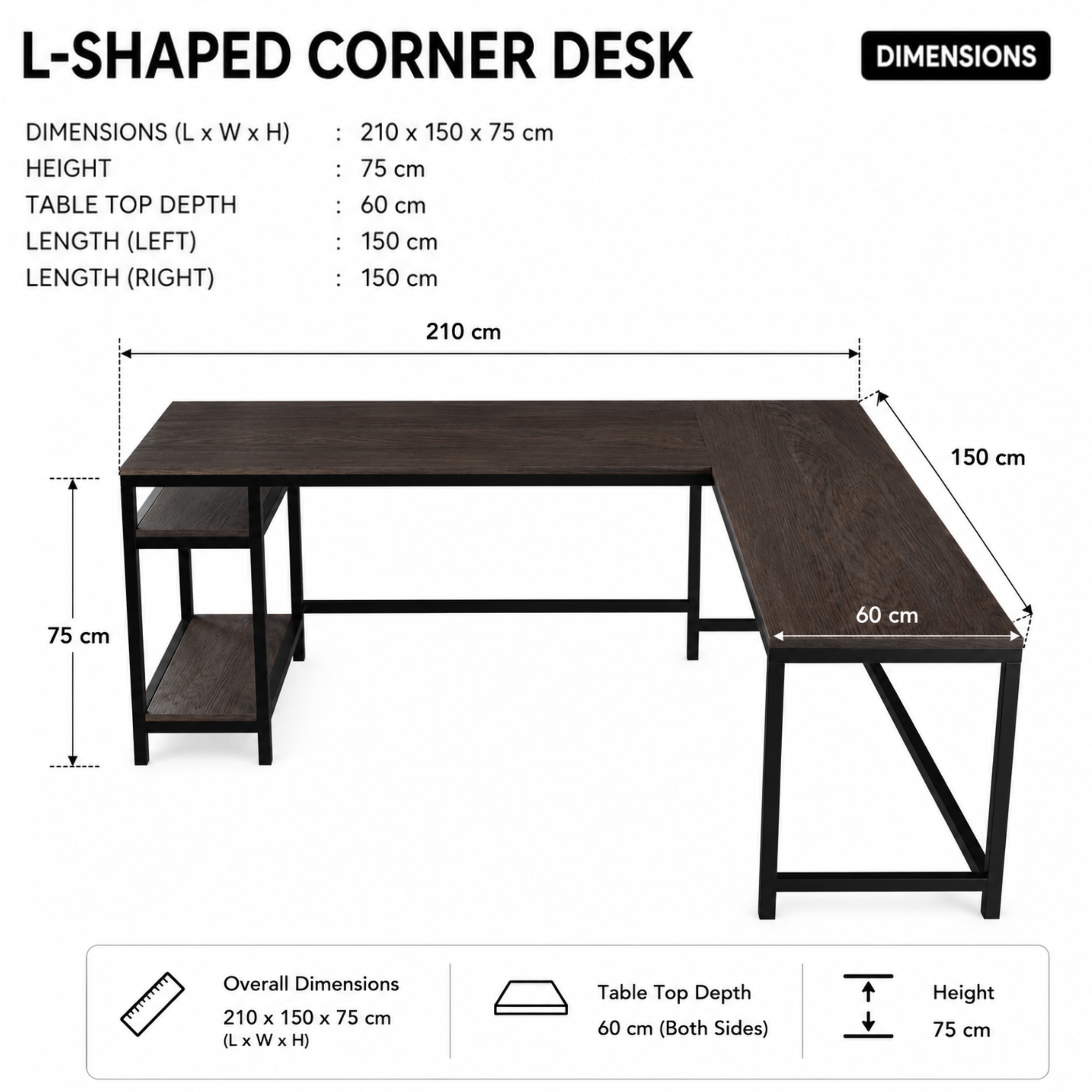 Vertex L Shaped Computer Office Table By Riyan Luxiwood.