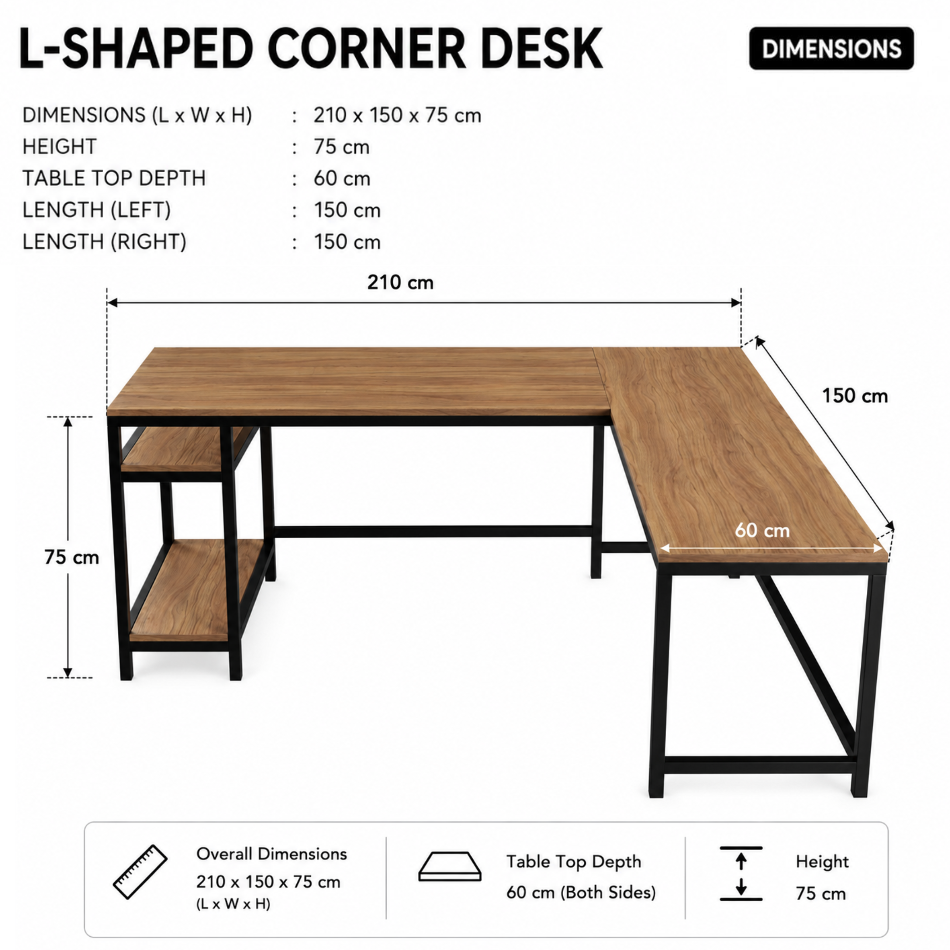 Vertex L Shaped Computer Office Table By Riyan Luxiwood.
