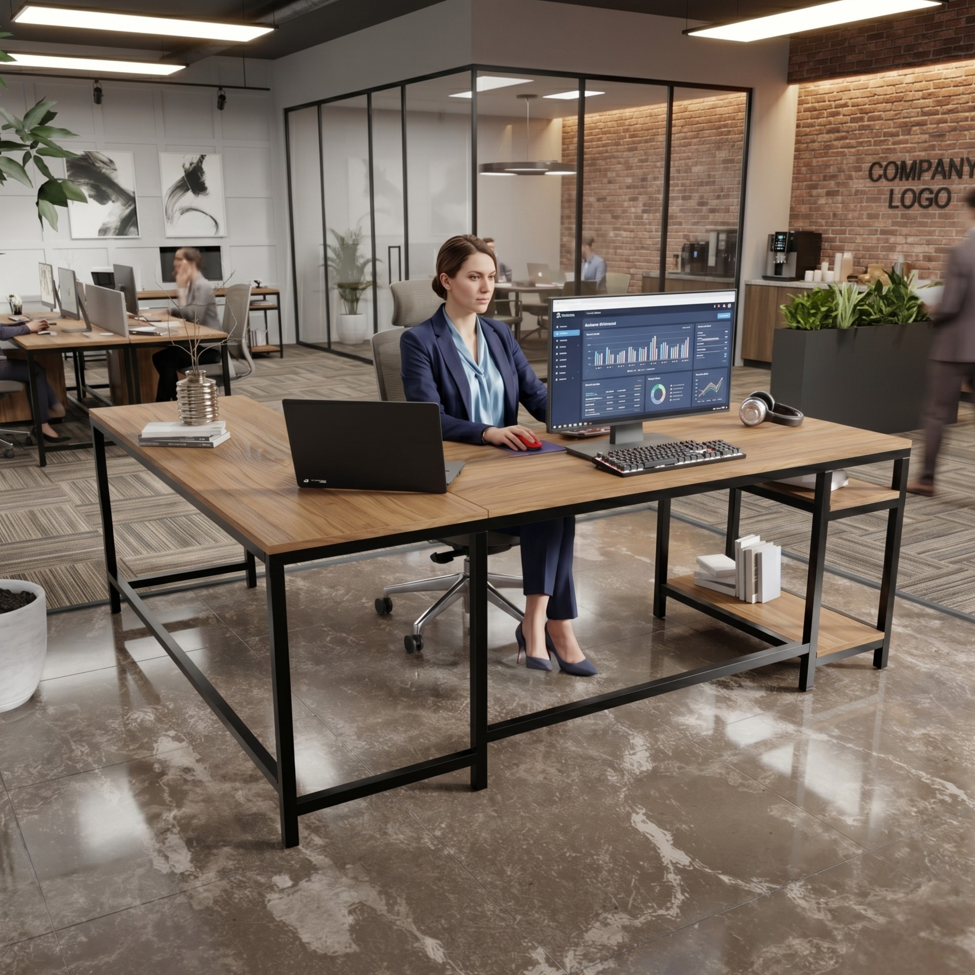 Vertex L Shaped Computer Office Table By Riyan Luxiwood.