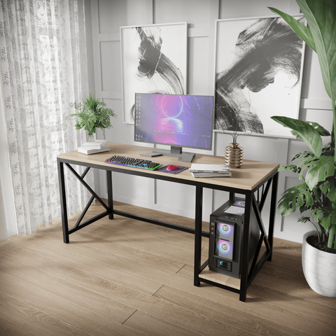 Patrick Computer Table With Open Storage By Riyan Luxiwood.