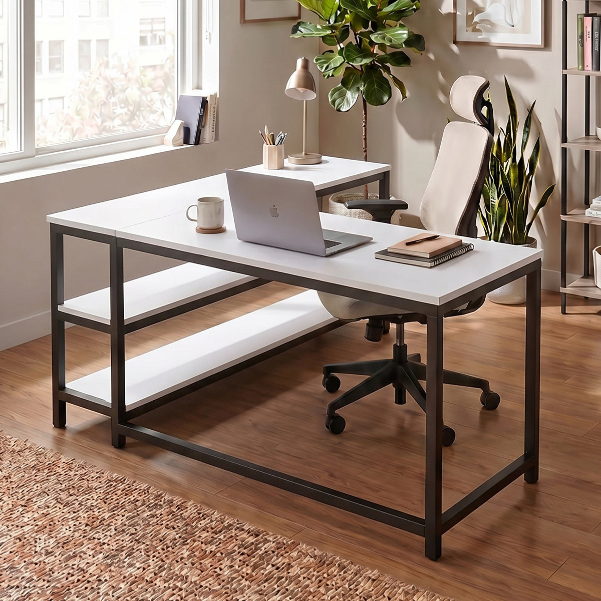 Optimus L shape desk with Storage Design by Riyan Luxiwood.
