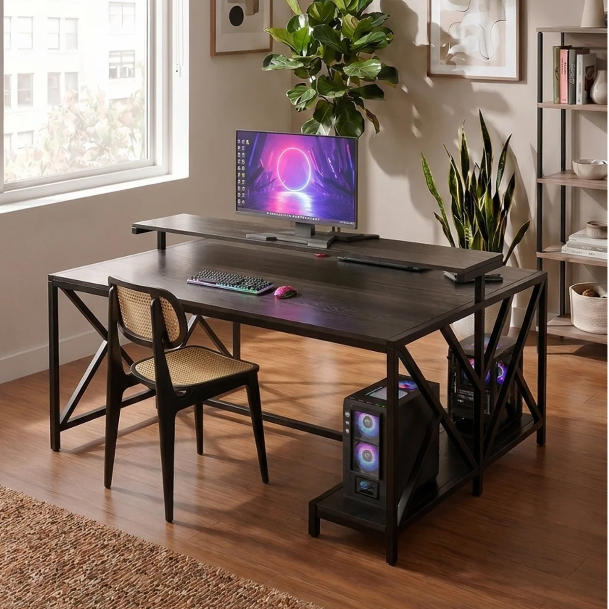 Hammer Computer Table With Open Storage By Riyan Luxiwood.