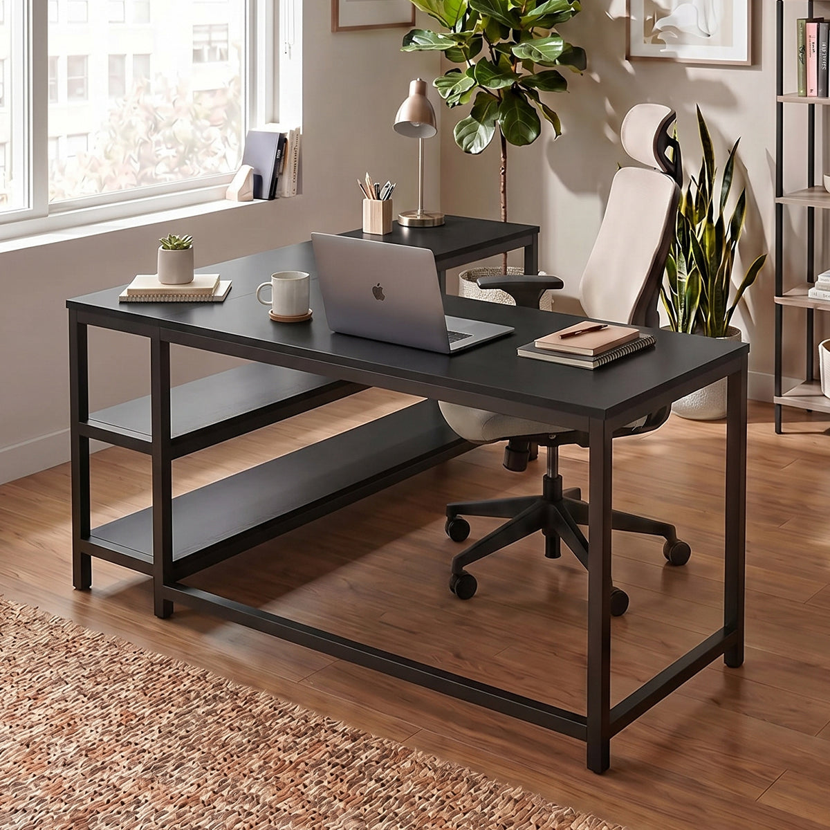 Optimus L shape desk with Storage Design by Riyan Luxiwood.