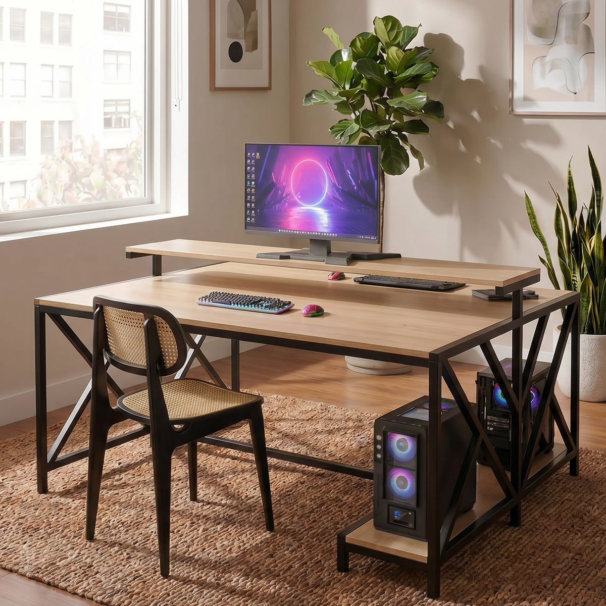 Hammer Computer Table With Open Storage By Riyan Luxiwood.